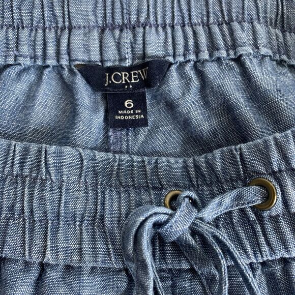 J.Crew Pants Womens Size 6 Chambray Paperbag Blue Everyday Comfort Drawstring - Picture 3 of 7